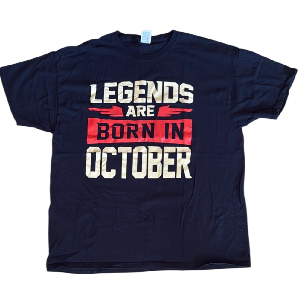 LEGENDS ARE BORN IN OCTOBER BLACK COTTON TSHIRT SIZE X-LARGE